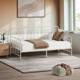 Oikiture Metal Daybed Frame Single Size Sofa Bed Steel Slat Beige