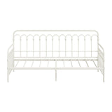 Oikiture Metal Daybed Frame Single Size Sofa Bed Steel Slat Beige - Front View