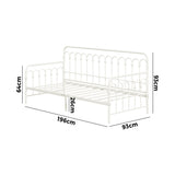 Oikiture Metal Daybed Frame Single Size Sofa Bed Steel Slat Beige - Rear View