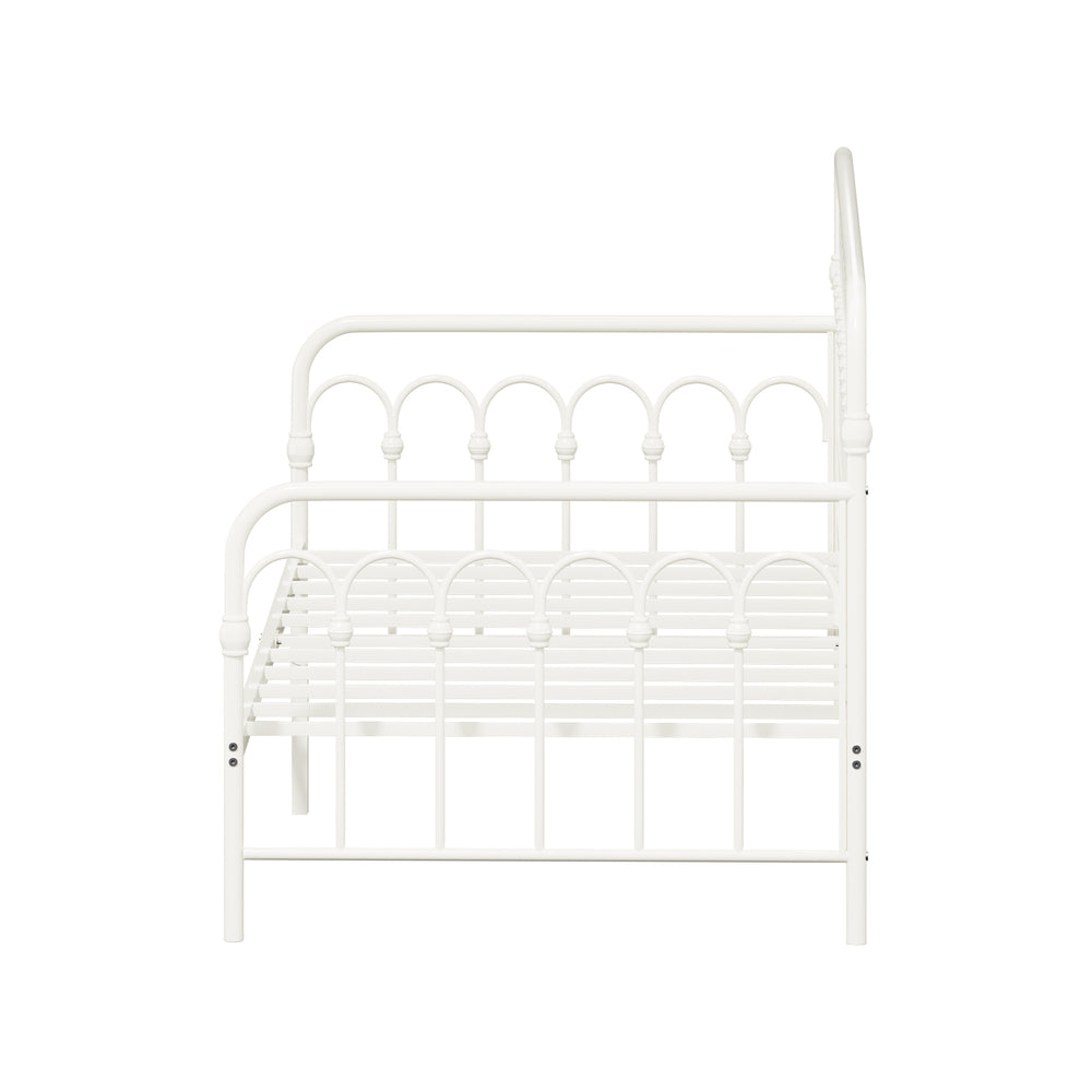 Oikiture Metal Daybed Frame Single Size Sofa Bed Steel Slat Beige