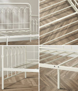 Oikiture Metal Daybed Frame Single Size Sofa Bed Steel Slat Beige - Extra Image