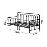 Oikiture Metal Daybed Frame Single Size Sofa Bed Steel Slat Black