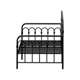 Oikiture Metal Daybed Frame Single Size Sofa Bed Steel Slat Black - Rear View