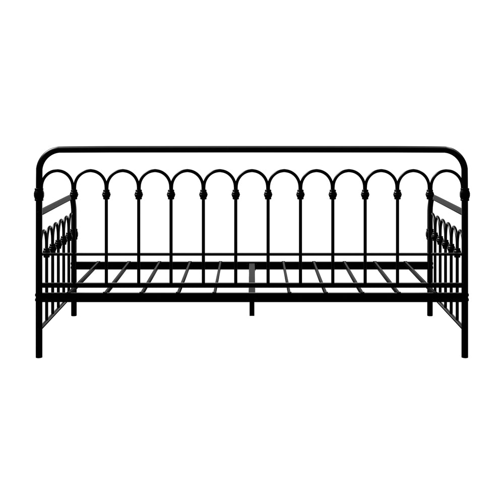 Oikiture Metal Daybed Frame Single Size Sofa Bed Steel Slat Black