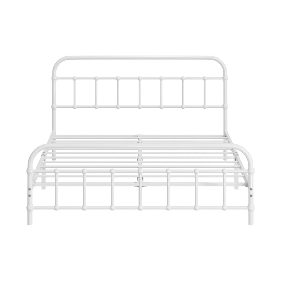 Oikiture Bed Frame Metal Bed Base Double Size Bed Platform White