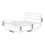 Oikiture Bed Frame Metal Bed Base Double Size Bed Platform White