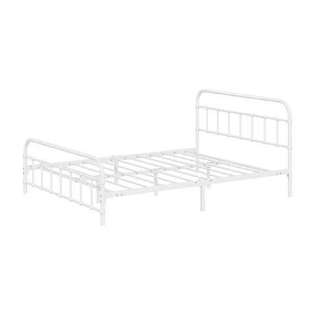 Oikiture Bed Frame Metal Bed Base Double Size Bed Platform White