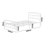 Oikiture Bed Frame Metal Bed Base King Single Size Bed Platform White