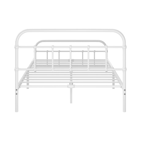 Oikiture Bed Frame Metal Bed Base King Single Size Bed Platform White