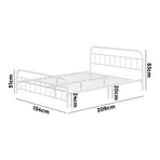 Oikiture Bed Frame Metal Bed Base Queen Size Bed Platform White