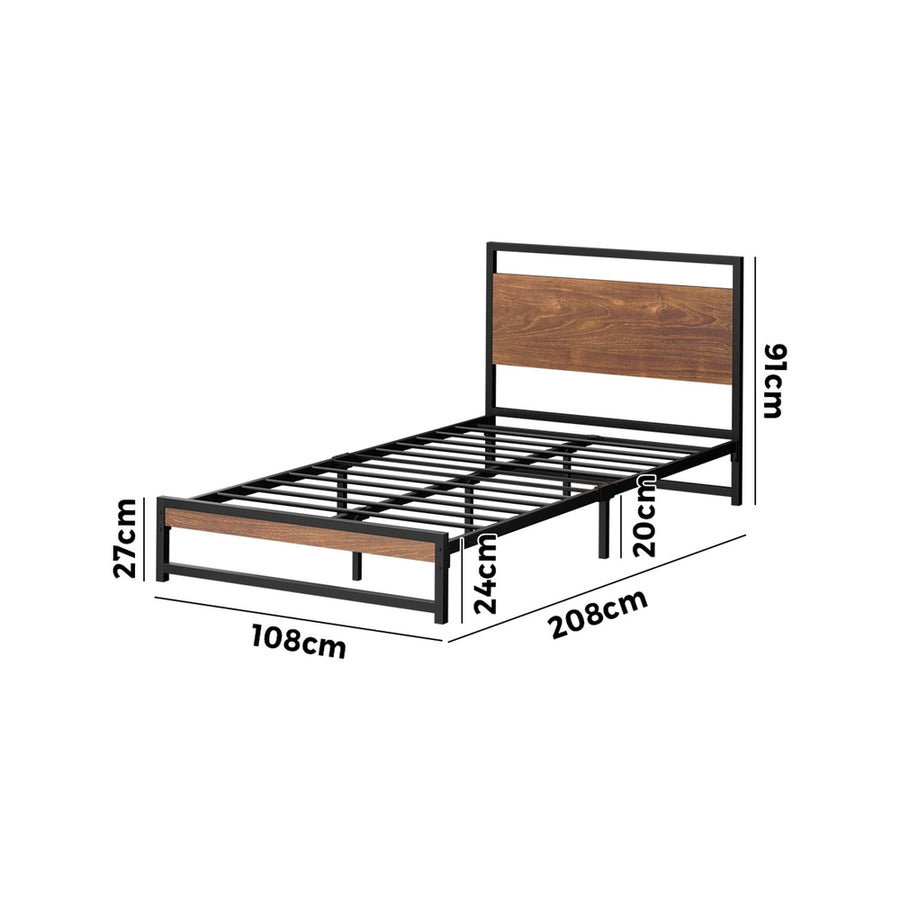 Oikiture Metal Bed Frame King Single Size Beds Base Platform Wood