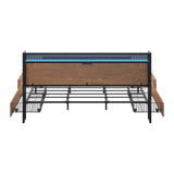 Oikiture Metal Bed Frame King Size LED Headboard 4 Storage Drawers USB - Extra Image