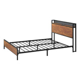 Oikiture Metal Bed Frame King Size LED USB Charge Storage Headboard - Rear View