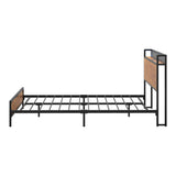 Oikiture Metal Bed Frame King Size LED USB Charge Storage Headboard - Front View