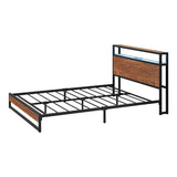 Oikiture Metal Bed Frame Queen Size LED Storage Headboard USB Charge - Side View