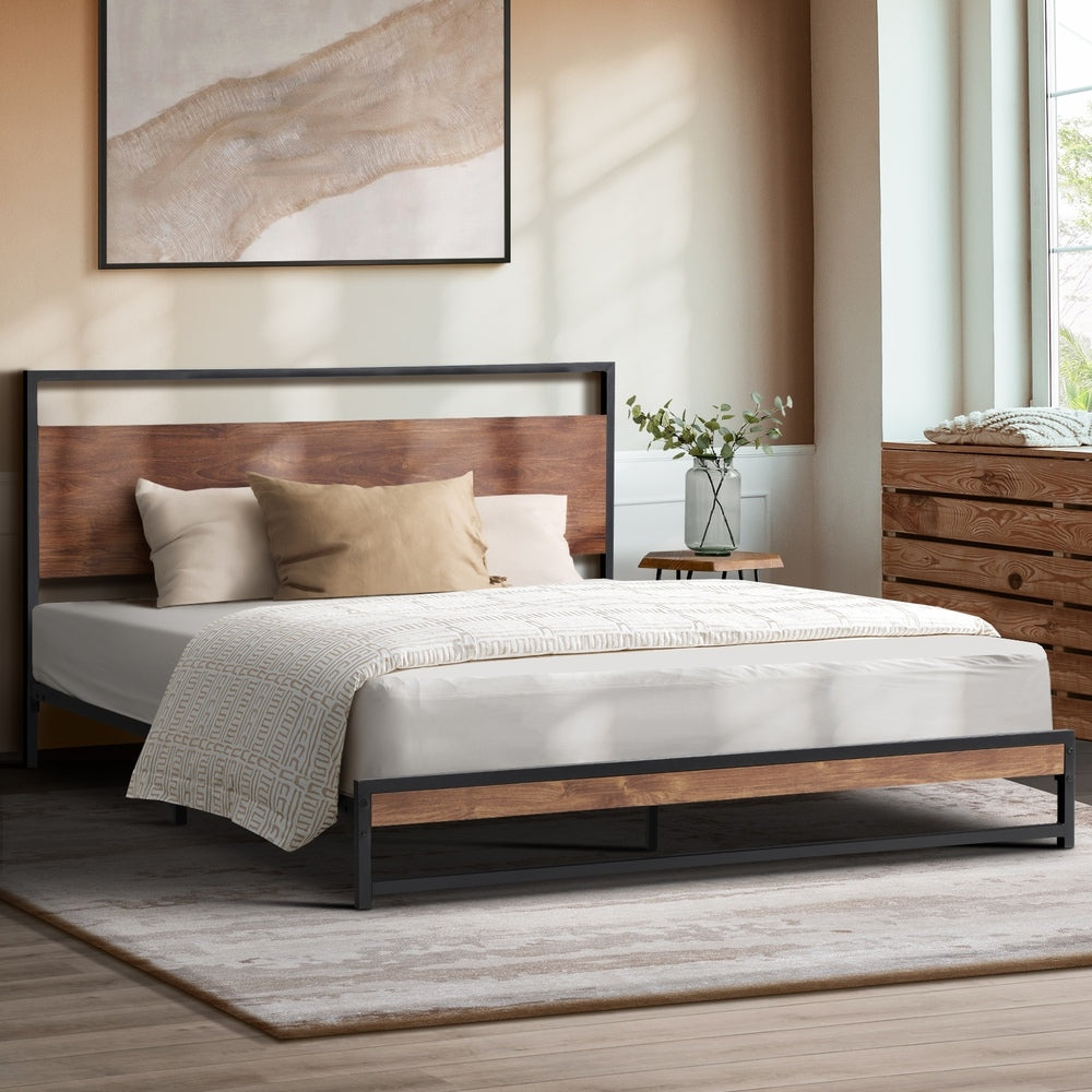 Oikiture Metal Bed Frame King Size Beds Platform Wood