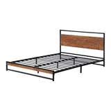Oikiture Metal Bed Frame King Size Beds Platform Wood - Rear View