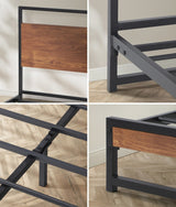 Oikiture Metal Bed Frame King Size Beds Platform Wood - Low Angle