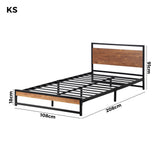 Oikiture Metal Bed Frame King Single Size Wooden