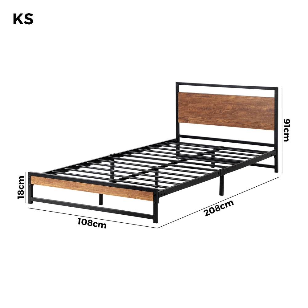 Oikiture Metal Bed Frame King Single Size Wooden