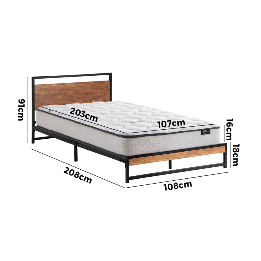 Oikiture Metal Bed Frame King Single Beds Platform with Mattress, image 9