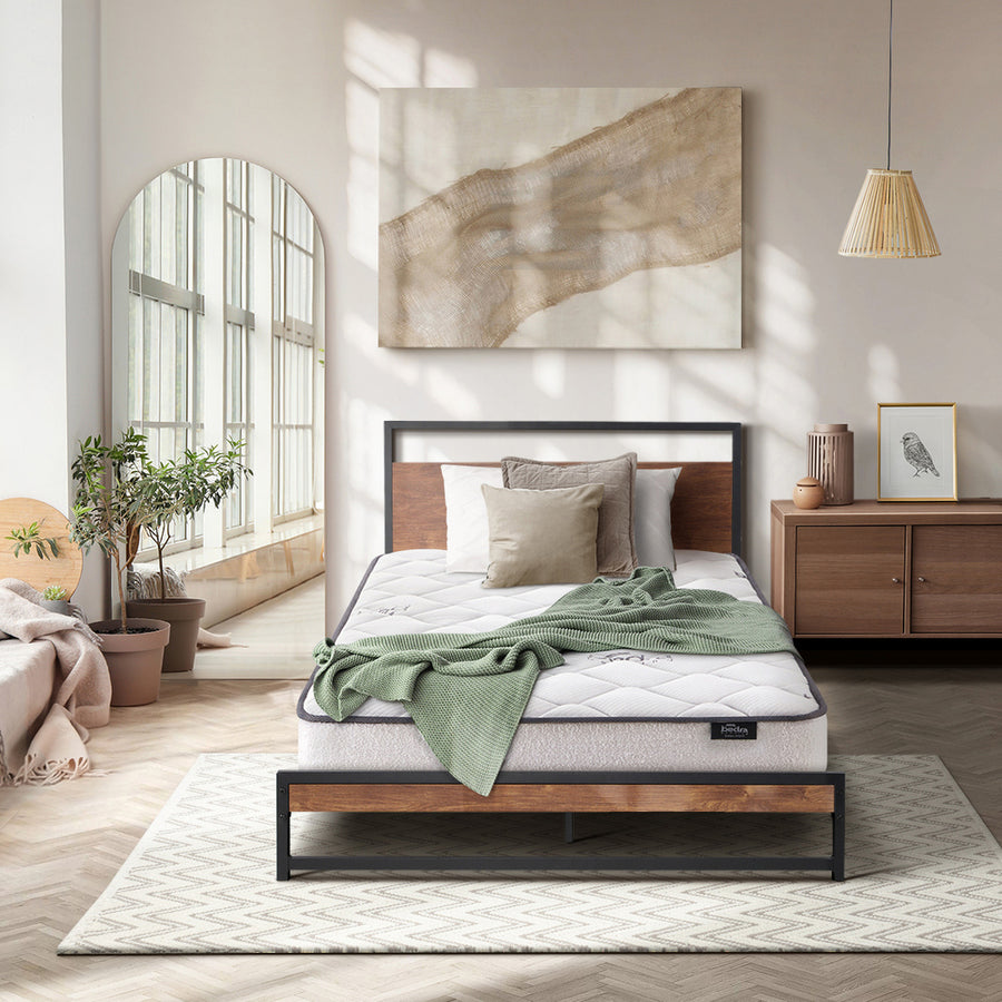Oikiture Metal Bed Frame King Single Beds Platform with Mattress, image 4