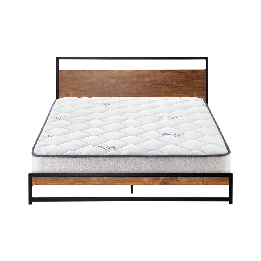Oikiture Metal Bed Frame Queen Size Beds Platform with Mattress, image 2