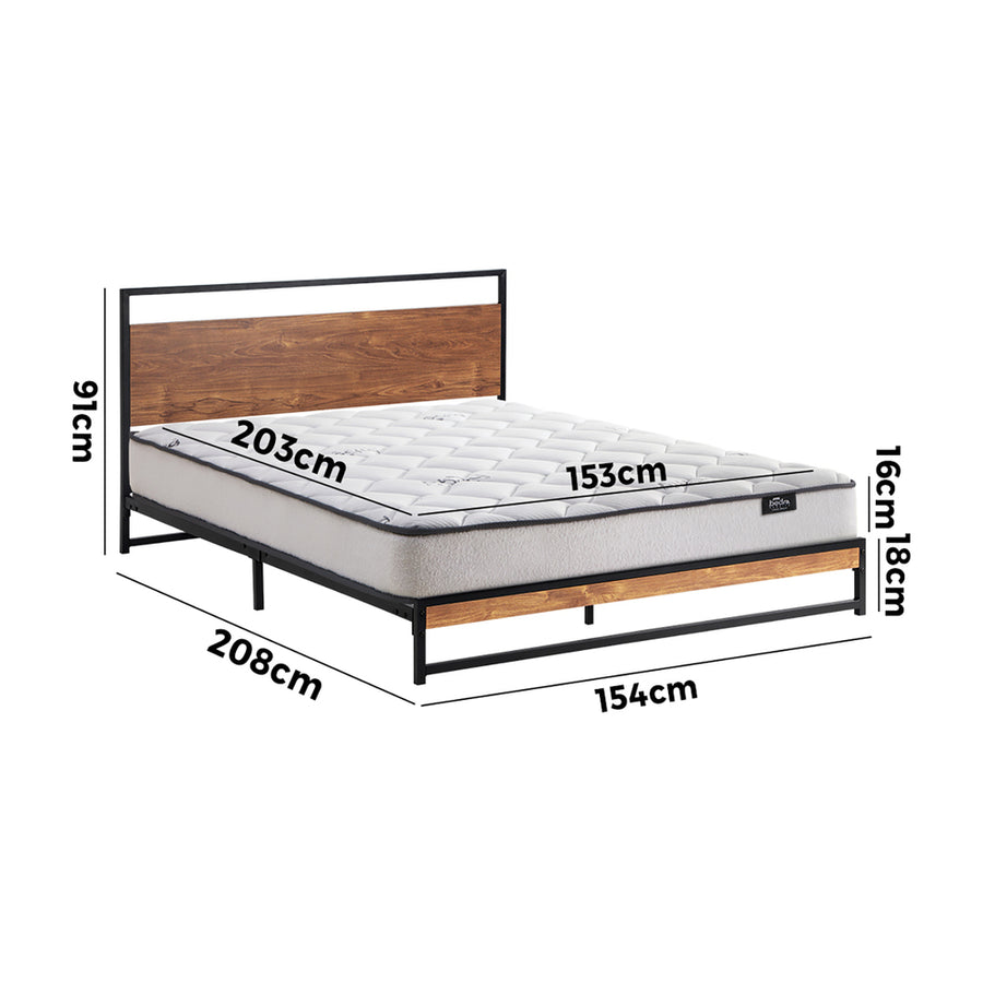 Oikiture Metal Bed Frame Queen Size Beds Platform with Mattress, image 7