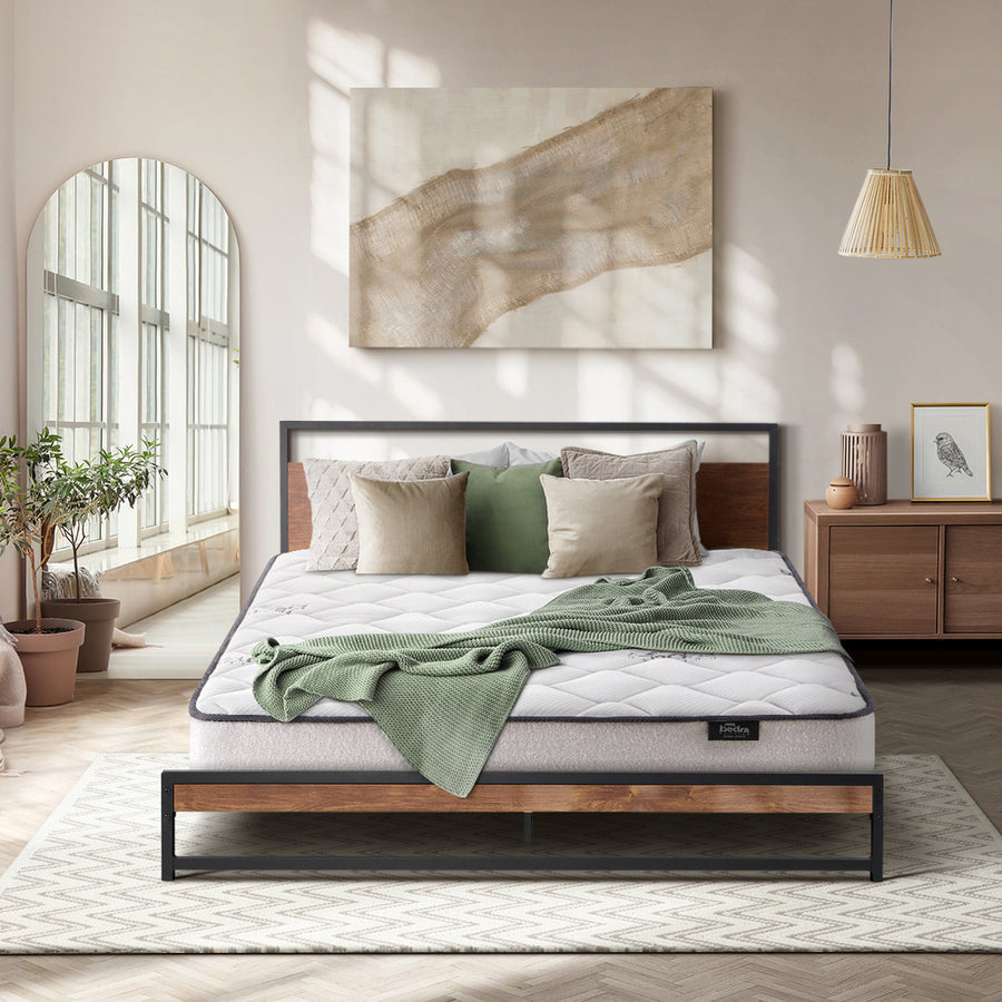 Oikiture Metal Bed Frame Queen Size Beds Platform with Mattress, image 5
