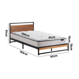 Oikiture Metal Bed Frame Single Size Beds Platform with Mattress - 45-Degree Angle