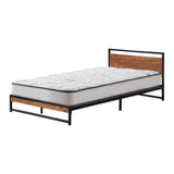 Oikiture Metal Bed Frame Single Size Beds Platform with Mattress - Front View