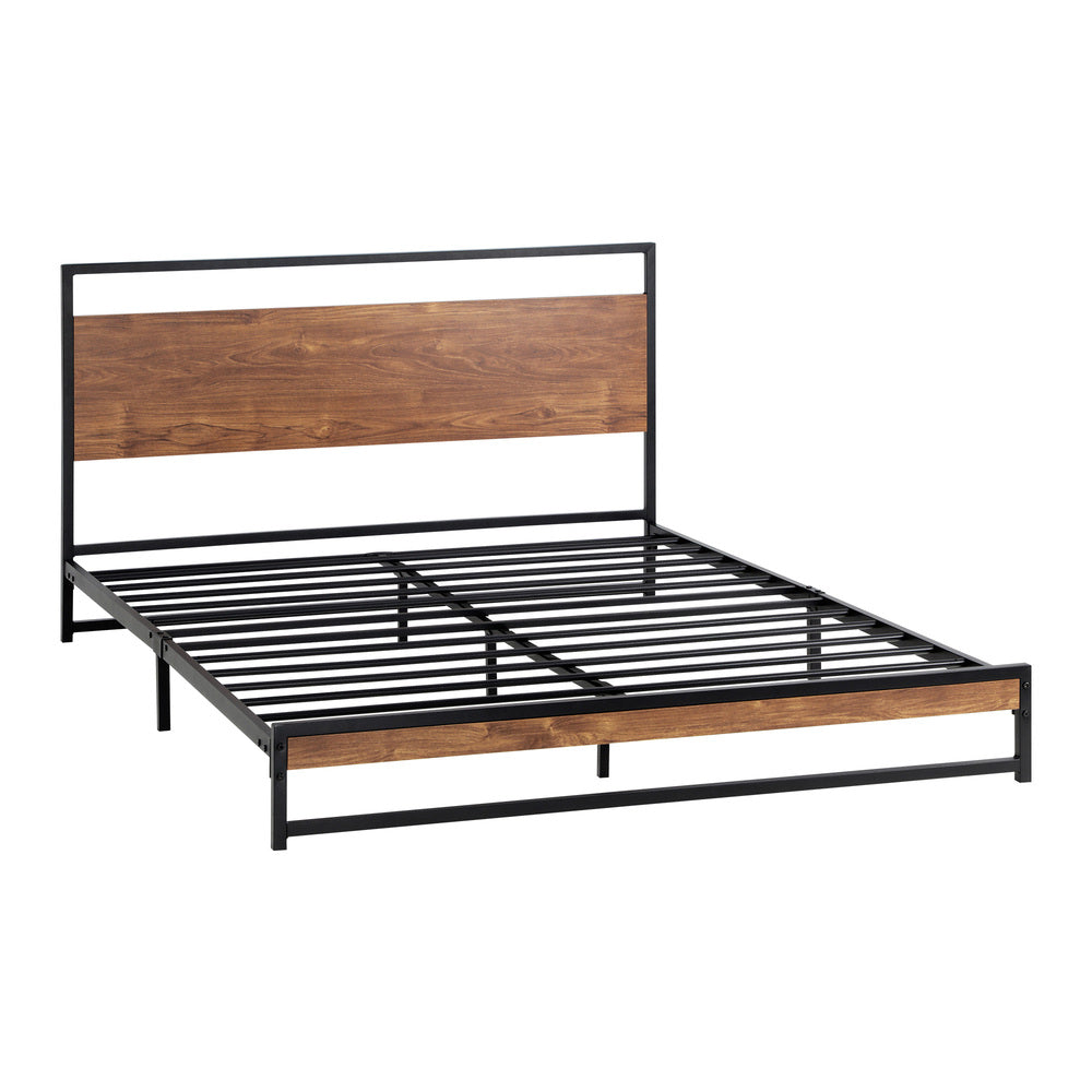 Oikiture Metal Bed Frame Queen Size Wooden