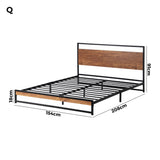 Oikiture Metal Bed Frame Queen Size Wooden