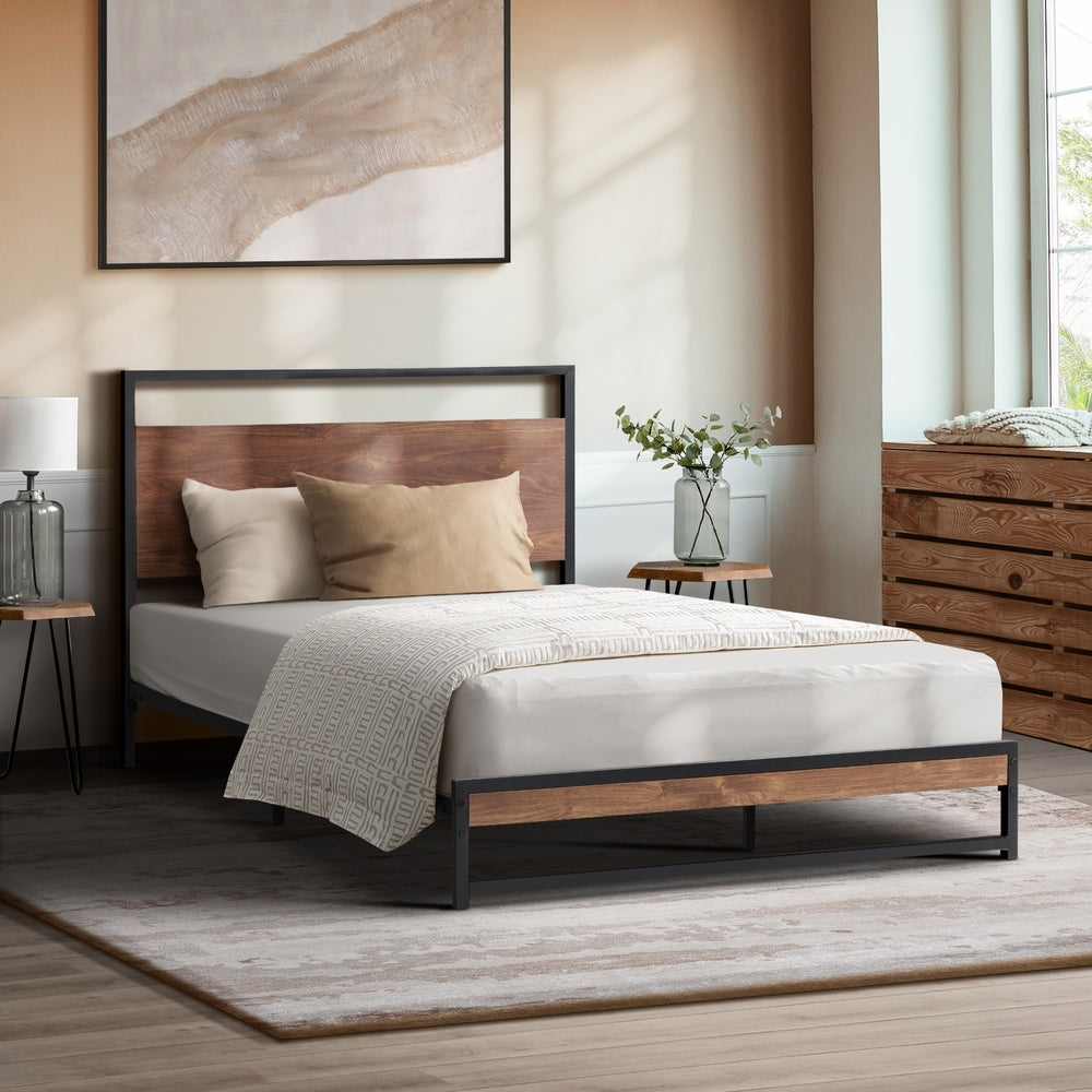 Oikiture Metal Bed Frame Single Size Beds Platform Wood