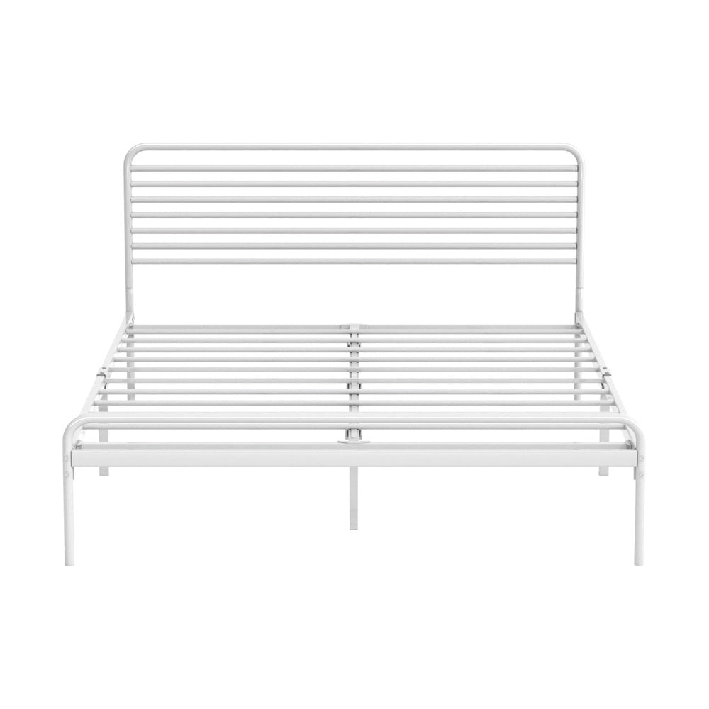 Oikiture Metal Bed Frame Double Size Platform White