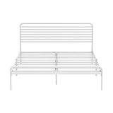 Oikiture Metal Bed Frame Double Size Platform White - Rear View