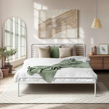 Oikiture Metal Bed Frame Double Size Platform White - Side View