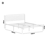 Oikiture Metal Bed Frame Double Size Platform White - Close-Up Angle
