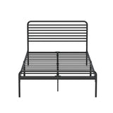 Oikiture King Single Metal Bed Frame Railing-style Black