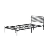 Oikiture King Single Metal Bed Frame Railing-style Black - Close-Up Angle