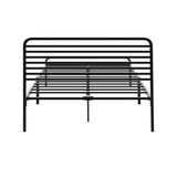 Oikiture King Single Metal Bed Frame Railing-style Black