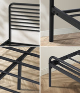 Oikiture King Single Metal Bed Frame Railing-style Black - 45-Degree Angle