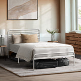 Oikiture Metal Bed Frame King Single Platform White