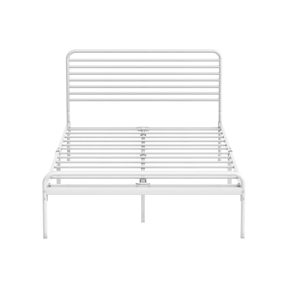 Oikiture Metal Bed Frame King Single Platform White
