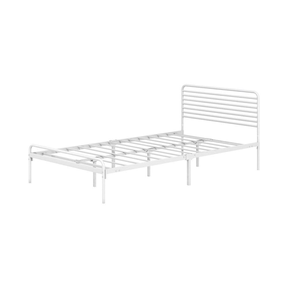 Oikiture Metal Bed Frame King Single Platform White