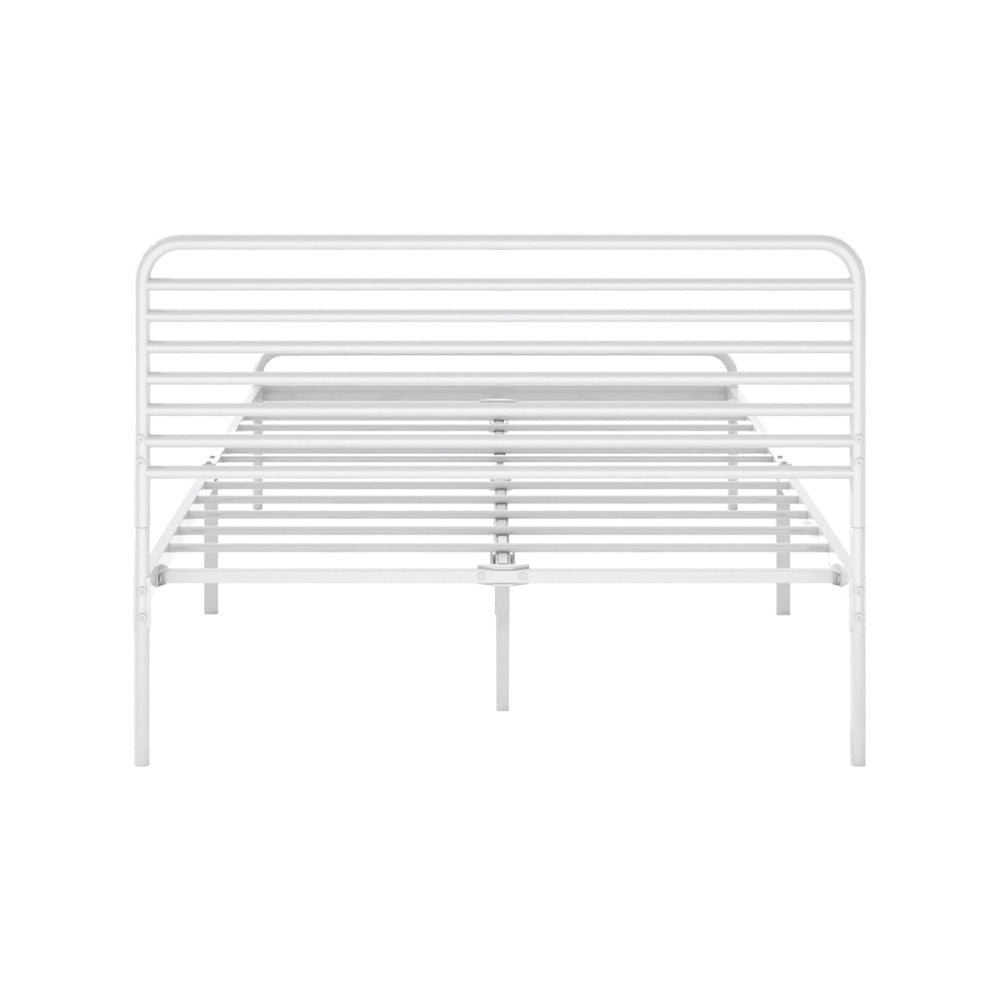 Oikiture Metal Bed Frame King Single Platform White