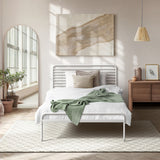 Oikiture Metal Bed Frame King Single Platform White - Side View