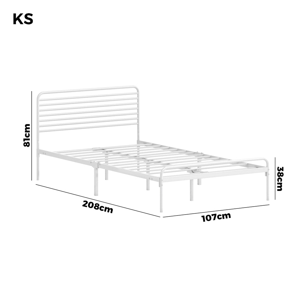 Oikiture Metal Bed Frame King Single Platform White