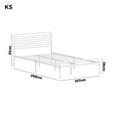 Oikiture Metal Bed Frame King Single Platform White - Low Angle