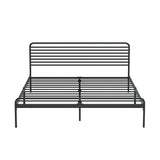 Oikiture Queen Metal Bed Frame Railing-style Black